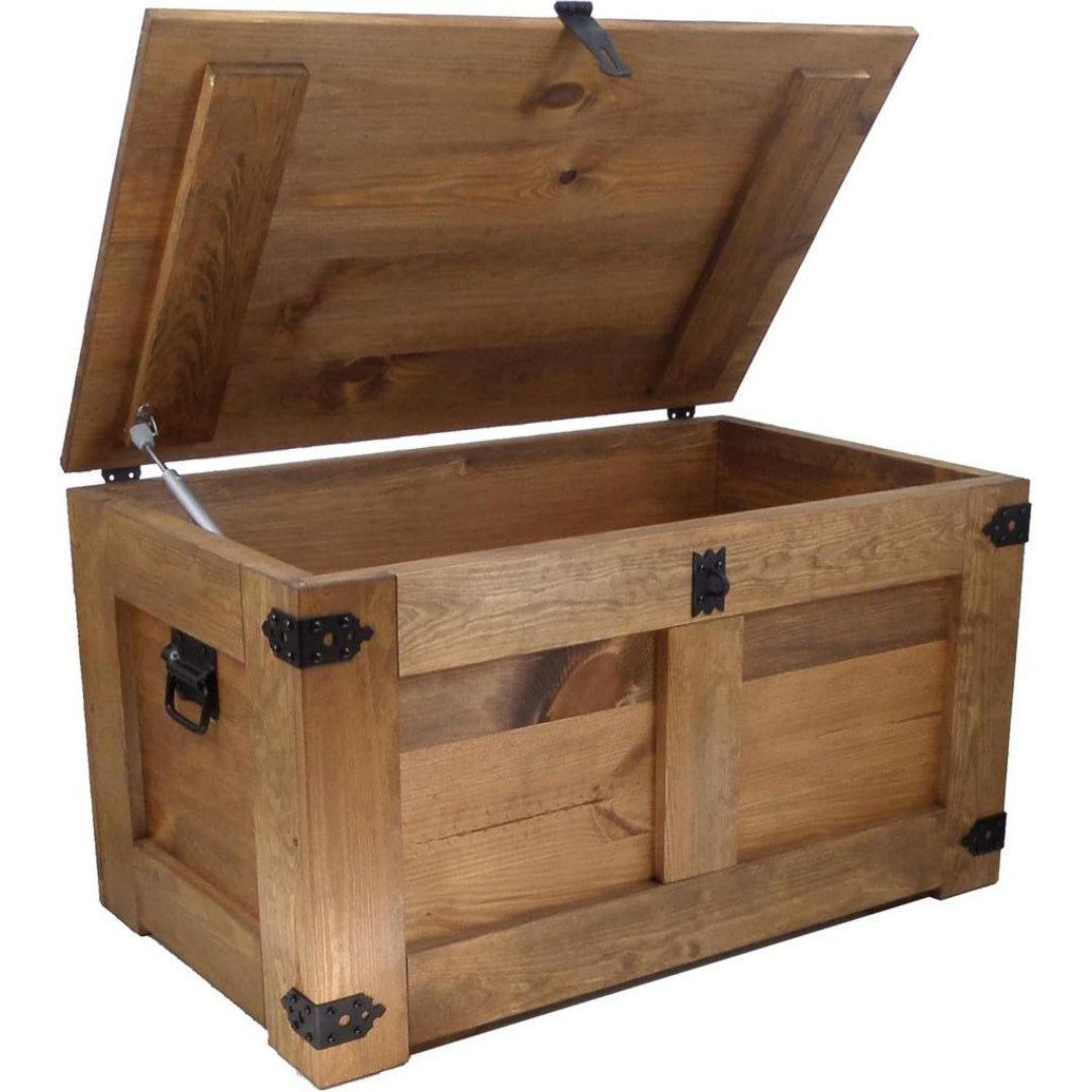 Banquette en Bois de Pin, Finition Marron