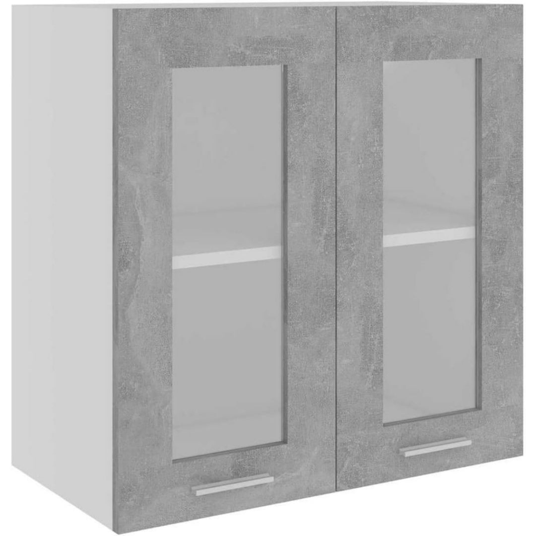 Armoire Suspendue Murale en Bois d'Ingenierie, Finition Gris